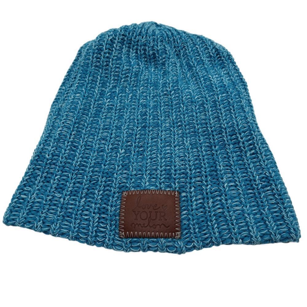 Love Your Melon Beanie Blue Hat Marled Chunky Knit Women’s One Size